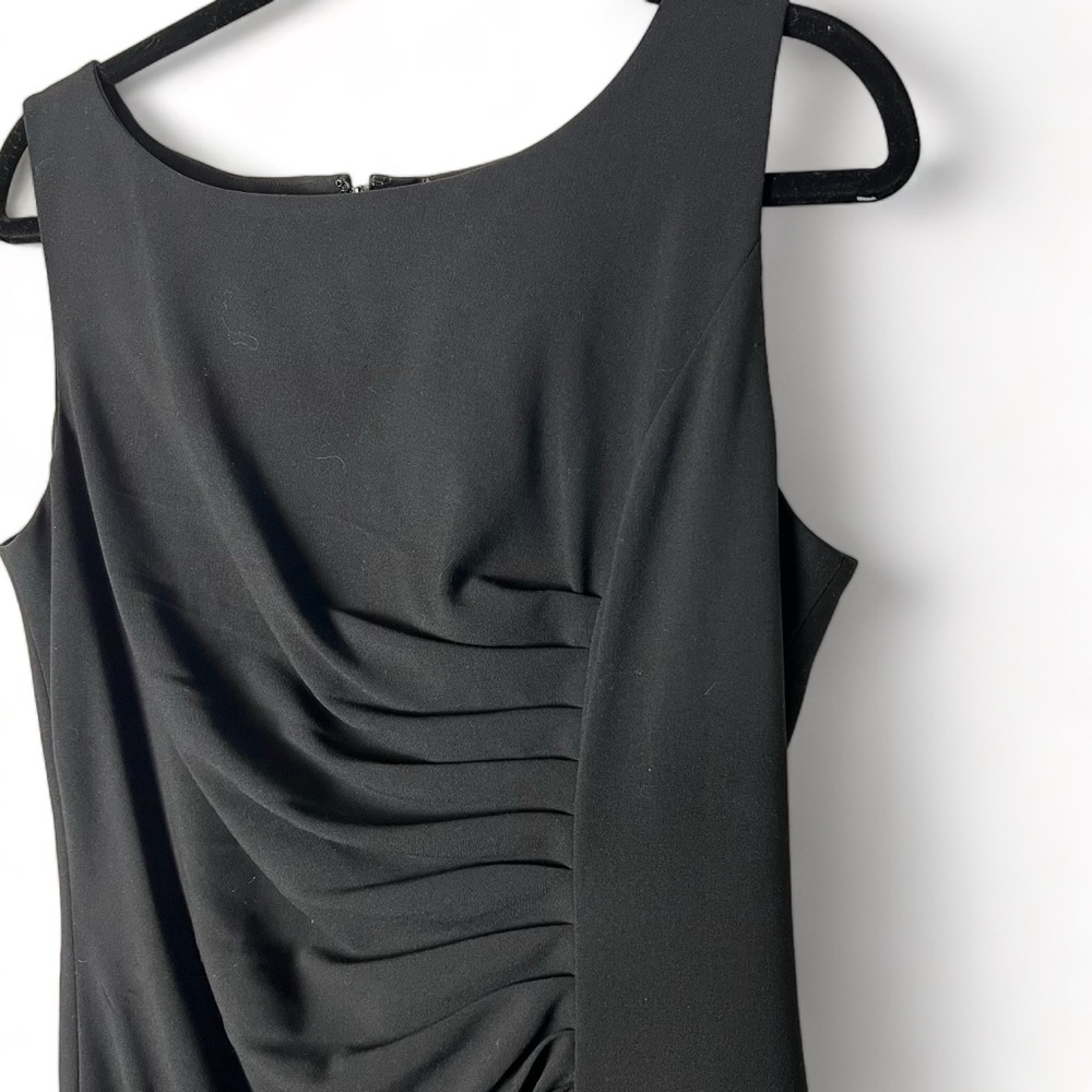 Calvin Klein - Black Sheath Tank‎ Dress with Gathered Sunburst Side Detail - 12